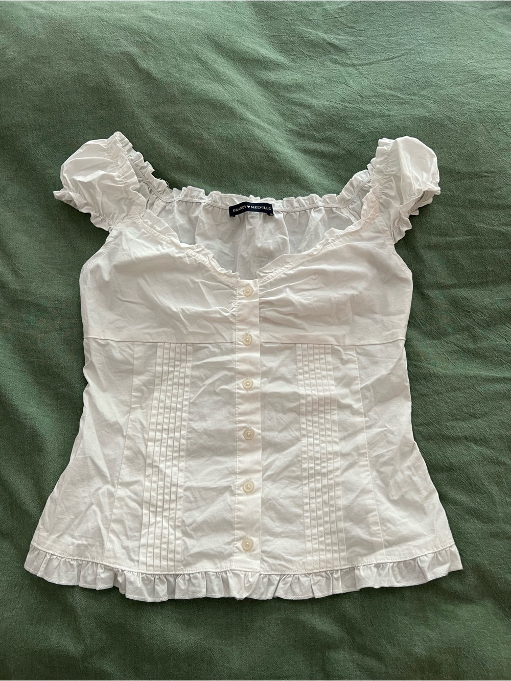 Brandy White Button Top